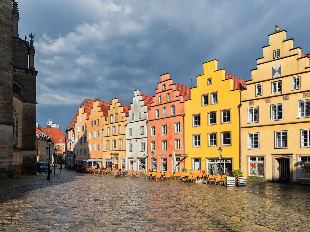 Historische Giebelhäuser am Markt in der Osnabrücker Altstadt